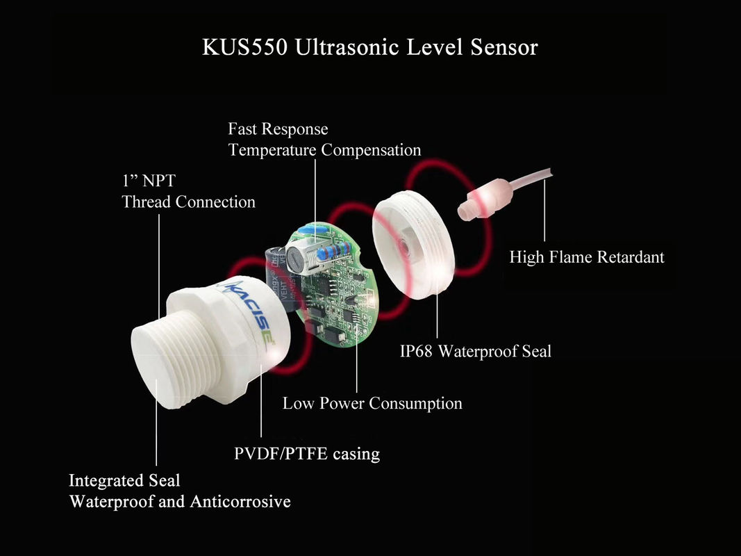 RS485 Çıkış PTFE 20kHz Frekansı ile Kanalizasyon Havuzu İzleme için Ultrasonik Seviye Sensörü