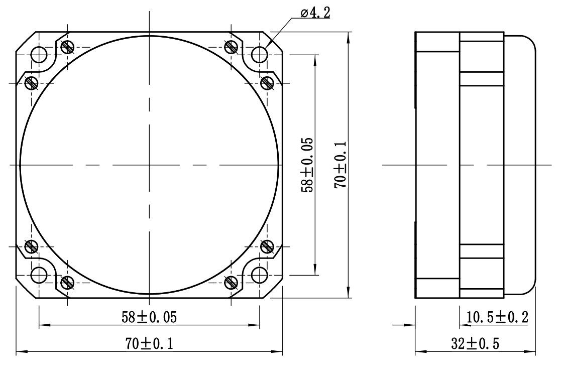 Ataletsel Navigasyon Sistemleri için 5s Başlama Süresi ve -40~+70° Çalışma Sıcaklığı ile 70×70×32 mm Optik Jiroskop