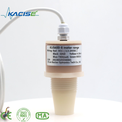 PVDF/PTFE malzemelerinden yapılan KUS600 ultrasonik sensörü mesafe ve sıvı seviyesinin ölçümü için kullanılır.